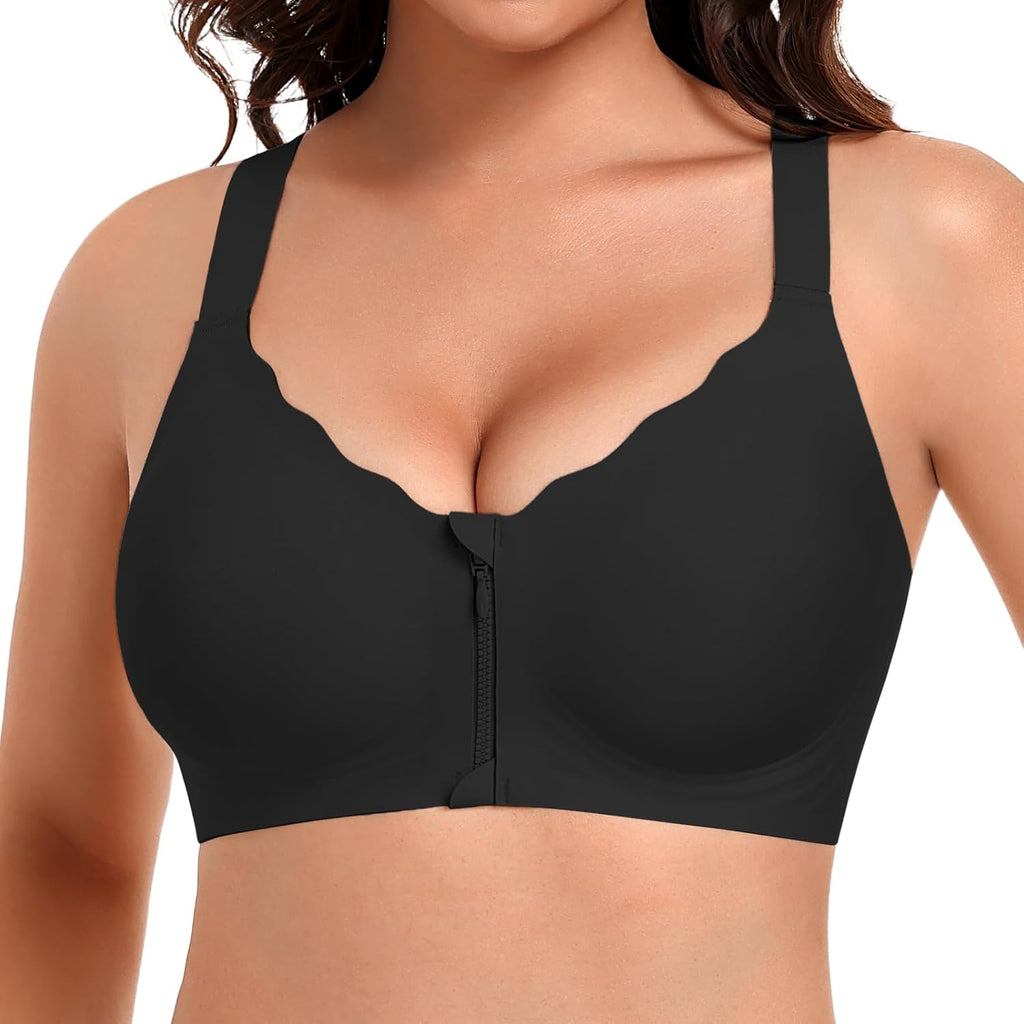 Angelhood Zip Front Closure Jelly Bras for Women Seamless Wirefree Bralette