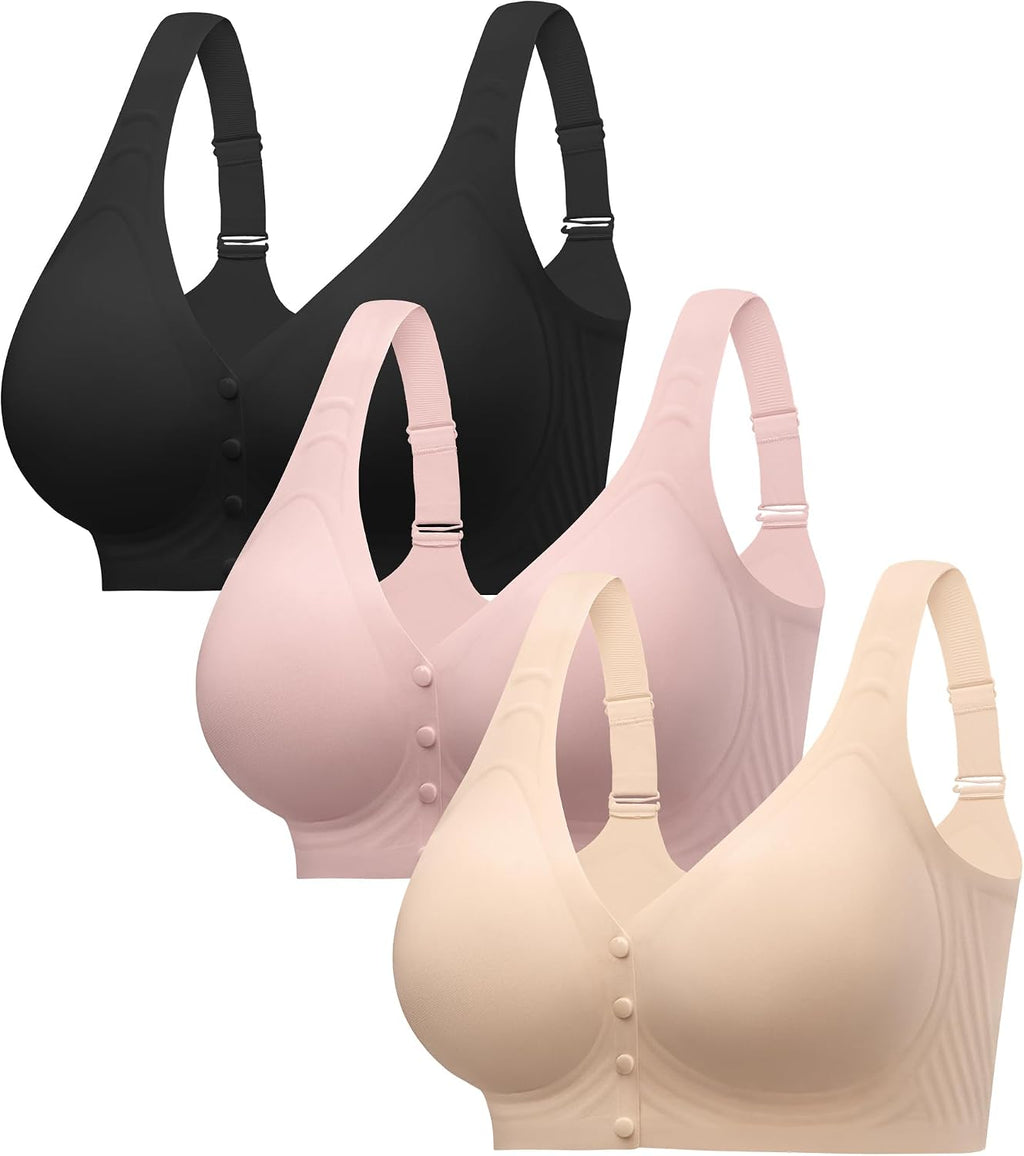 Angelhood 3 Packs Front Closure Jelly Bras for Women Post Surgery Bralettes