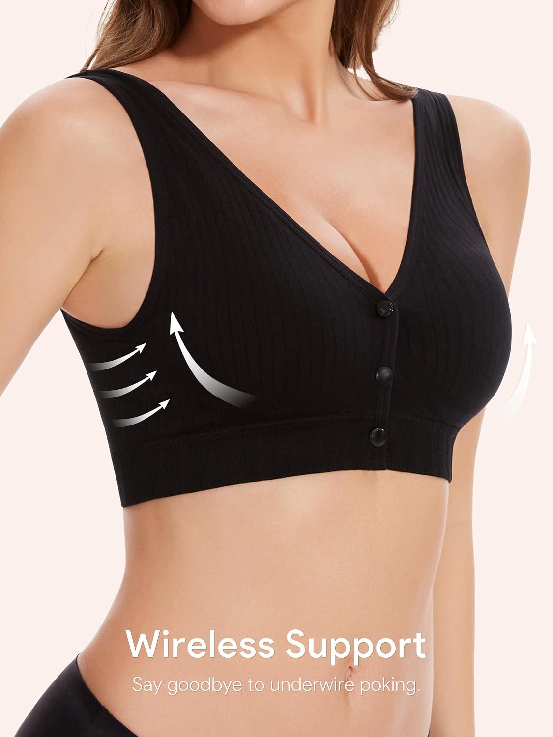 Angelhood Front Close Wireless Bras for Women, Smoothing Padded Bralette, Comfortable Snap Closing Bras, 4 Pack