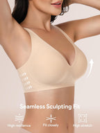 Angelhood Deep V Seamless Jelly Bras for Women, Wireless Plunge Bras Pack