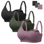 Angelhood Womens Seamless Sleep Nursing Bra,Breastfeeding Maternity Bra with Remove Bra Pads Extenders Pack of 3