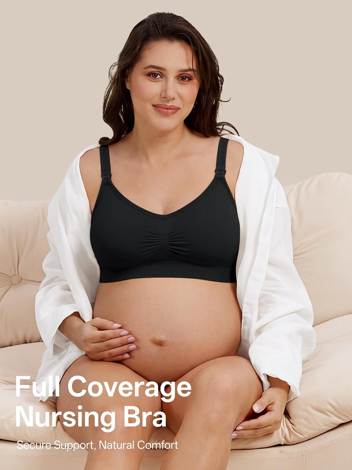 Angelhood Womens Seamless Sleep Nursing Bra,Breastfeeding Maternity Bra with Remove Bra Pads Extenders Pack of 3