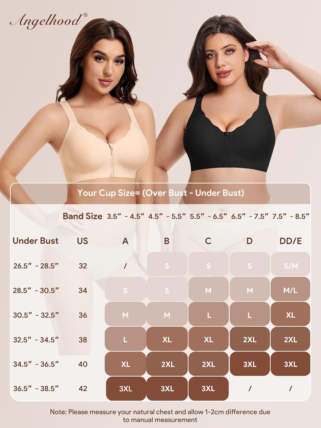 Angelhood Zip Front Closure Jelly Bras for Women Seamless Wirefree Bralette