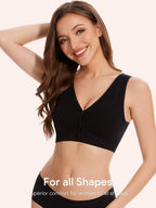 Angelhood Front Close Wireless Bras for Women, Smoothing Padded Bralette, Comfortable Snap Closing Bras, 4 Pack
