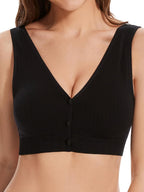 Angelhood Front Close Wireless Bras for Women, Smoothing Padded Bralette, Comfortable Snap Closing Bras, 4 Pack