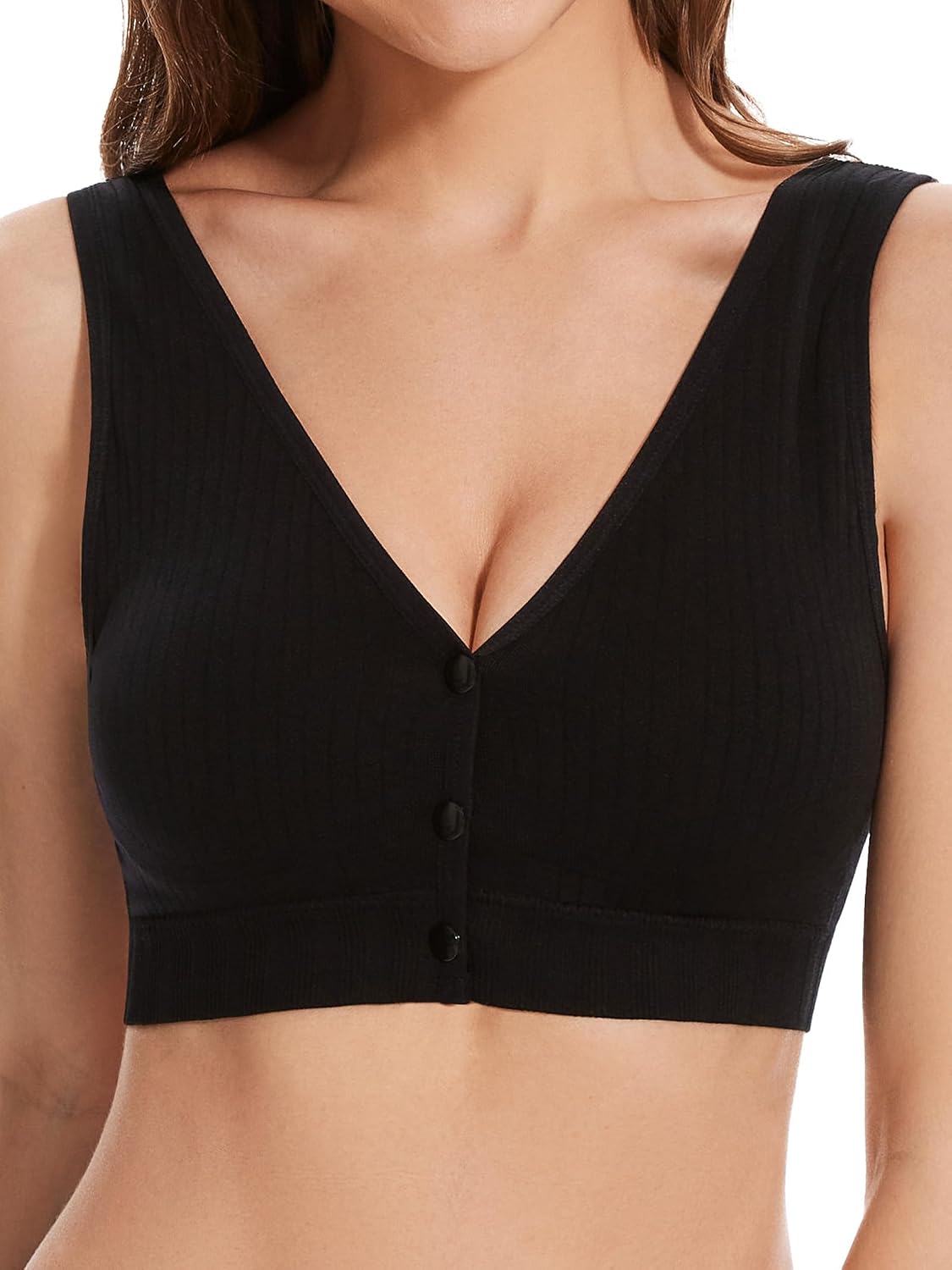 Angelhood Front Close Wireless Bras for Women, Smoothing Padded Bralette, Comfortable Snap Closing Bras, 4 Pack