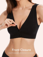 Angelhood Front Close Wireless Bras for Women, Smoothing Padded Bralette, Comfortable Snap Closing Bras, 4 Pack