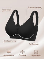 Angelhood Zip Front Closure Jelly Bras for Women Seamless Wirefree Bralette