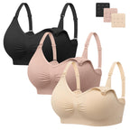 Angelhood Womens Seamless Sleep Nursing Bra,Breastfeeding Maternity Bra with Remove Bra Pads Extenders Pack of 3