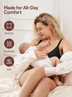 Angelhood Womens Seamless Sleep Nursing Bra,Breastfeeding Maternity Bra with Remove Bra Pads Extenders Pack of 3