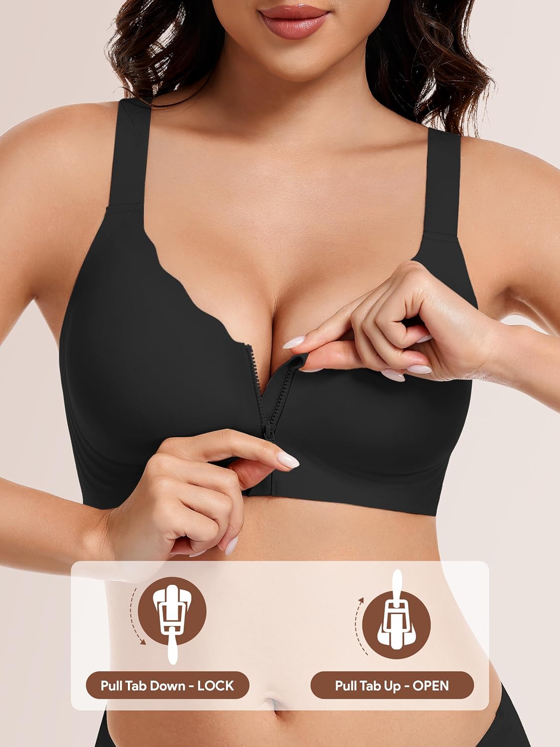 Angelhood Zip Front Closure Jelly Bras for Women Seamless Wirefree Bralette