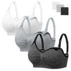 Angelhood Womens Seamless Sleep Nursing Bra,Breastfeeding Maternity Bra with Remove Bra Pads Extenders Pack of 3