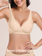 Angelhood Deep V Seamless Jelly Bras for Women, Wireless Plunge Bras Pack