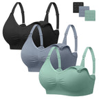 Angelhood Womens Seamless Sleep Nursing Bra,Breastfeeding Maternity Bra with Remove Bra Pads Extenders Pack of 3