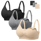Angelhood Womens Seamless Sleep Nursing Bra,Breastfeeding Maternity Bra with Remove Bra Pads Extenders Pack of 3