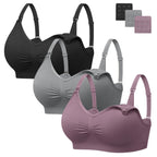 Angelhood Womens Seamless Sleep Nursing Bra,Breastfeeding Maternity Bra with Remove Bra Pads Extenders Pack of 3