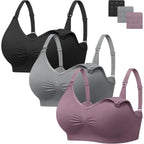 Angelhood Womens Seamless Sleep Nursing Bra,Breastfeeding Maternity Bra with Remove Bra Pads Extenders Pack of 3