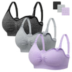 Angelhood Womens Seamless Sleep Nursing Bra,Breastfeeding Maternity Bra with Remove Bra Pads Extenders Pack of 3