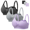 Angelhood Womens Seamless Sleep Nursing Bra,Breastfeeding Maternity Bra with Remove Bra Pads Extenders Pack of 3