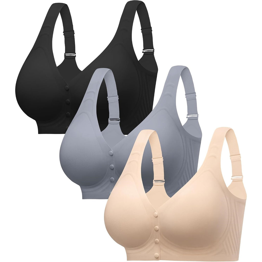 Angelhood 3 Packs Front Closure Jelly Bras for Women Post Surgery Bralettes